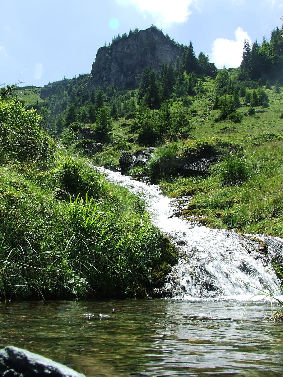 mountain stream, water, karst, waterfall, wet, alpine sziklagyep HD wallpaper