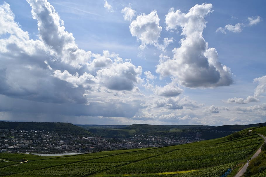 sky, clouds, rheingau, landscape, cloud - sky, environment HD wallpaper