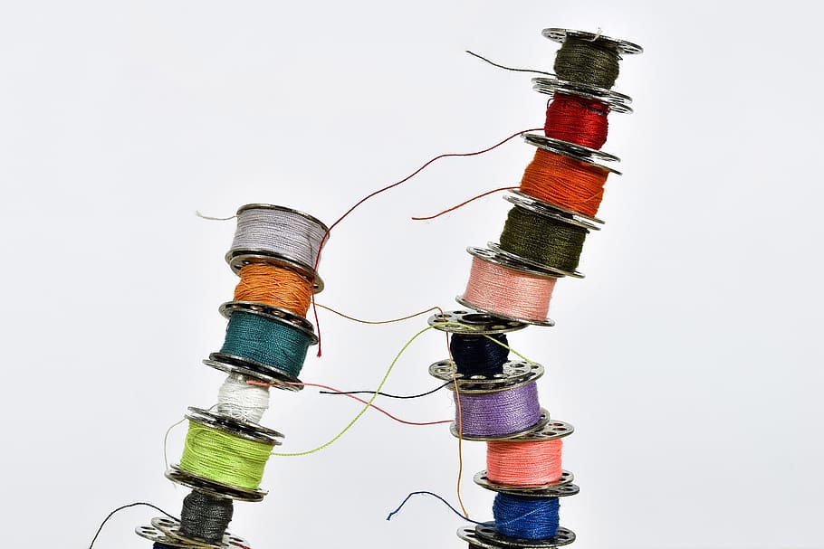 assorted-color thread lot, yarn, sew, sewing thread, thread spool HD wallpaper