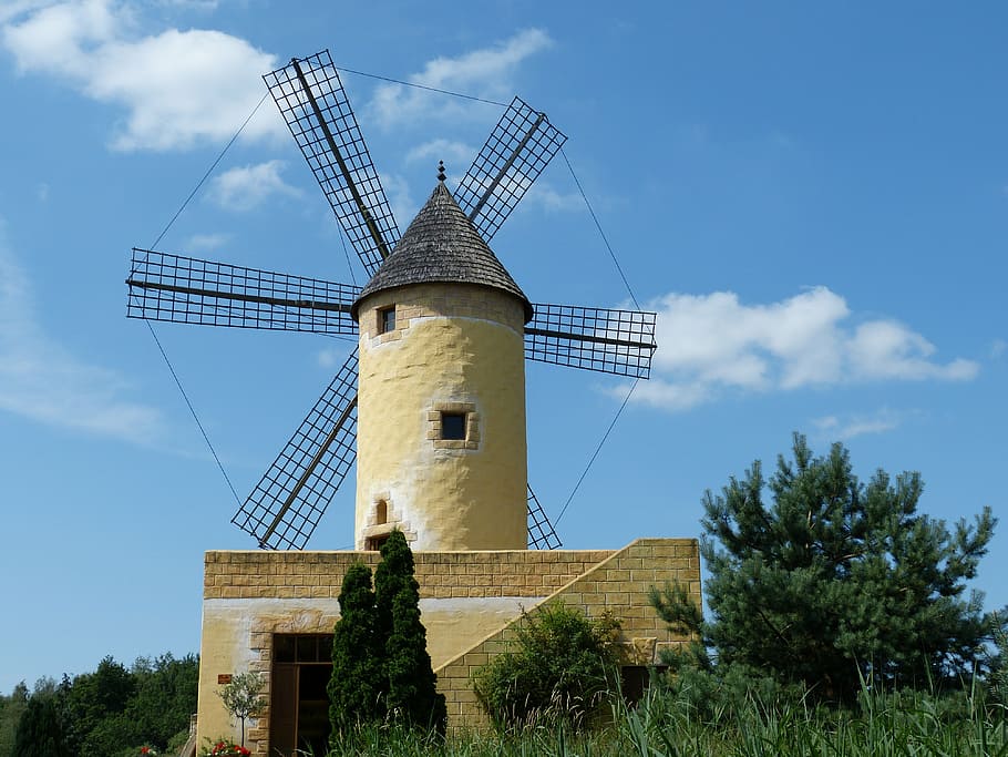 mill, windmill, wind power, mediterranean, historically, müller, HD wallpaper