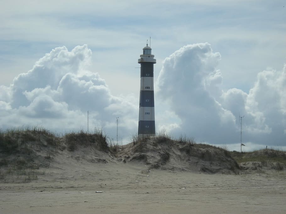 Lighthouse, Loneliness, Beach, Cloud, beach cloud, sky, day HD wallpaper