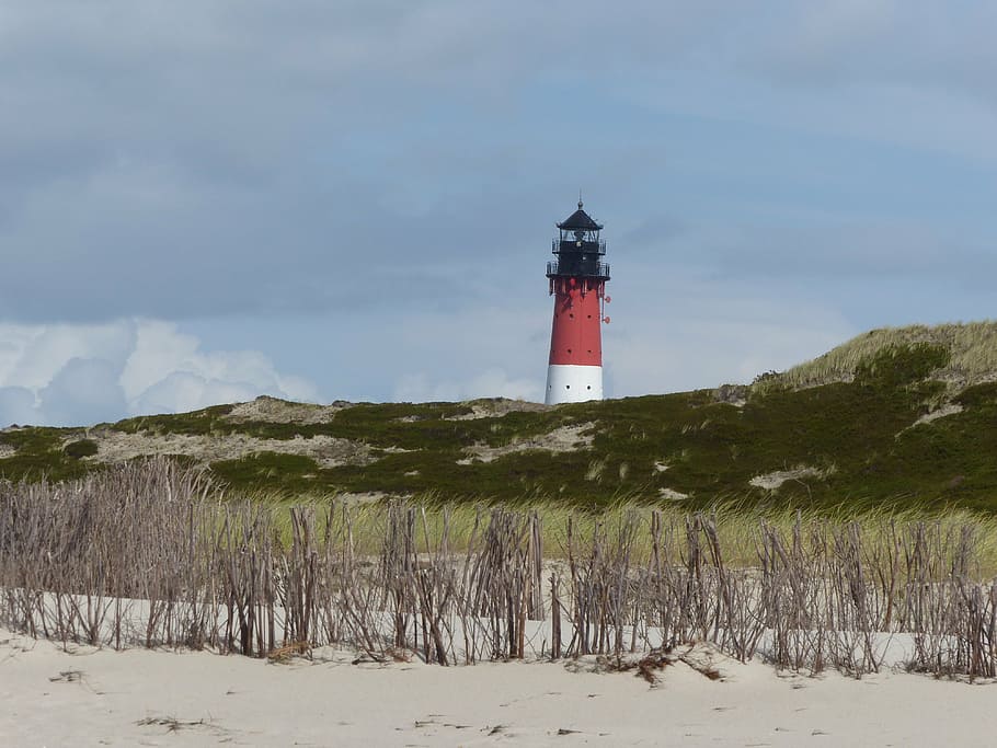 lighthouse, sylt, landscape, sand, nature, dunes, summer, beach HD wallpaper