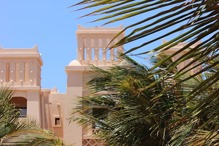 Cape Verde, Palm Trees, Hotel, blue, architecture, building Exterior HD wallpaper