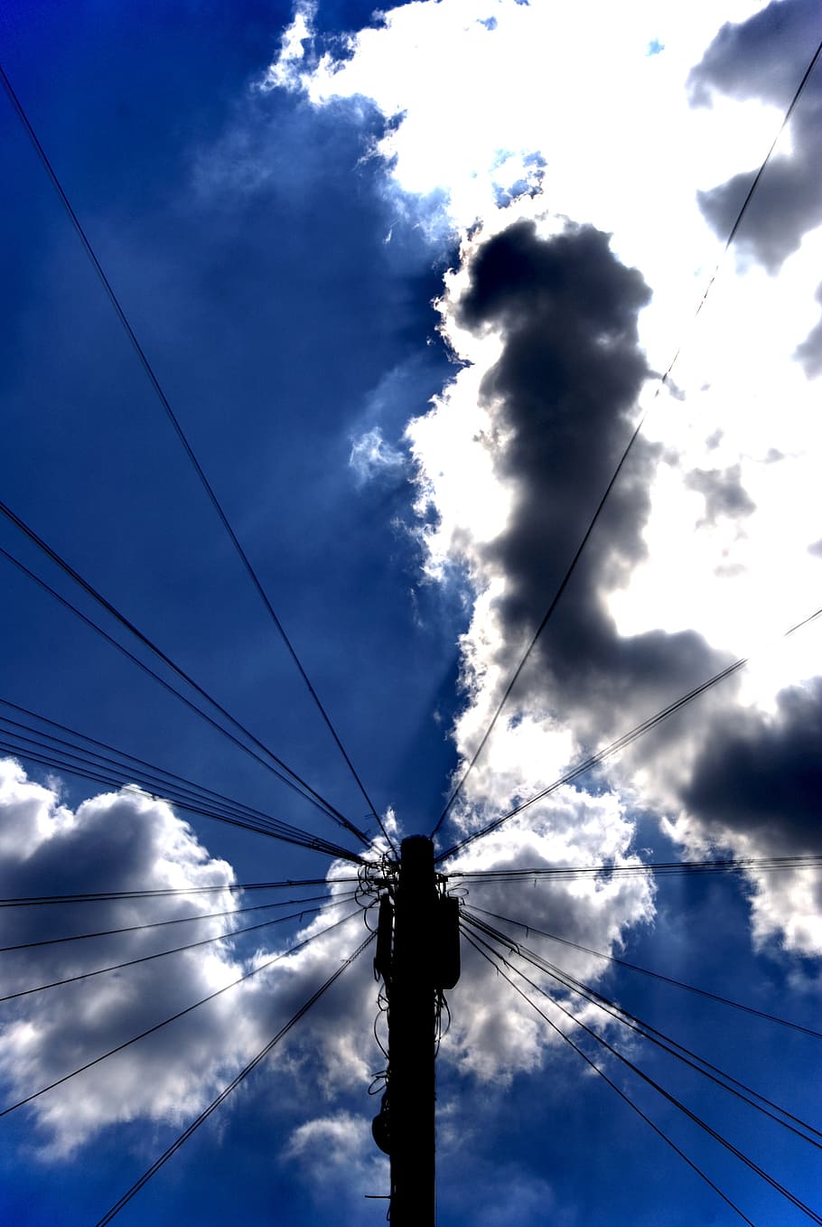 power line, sky, clouds, electricity, energy, voltage, wire HD wallpaper
