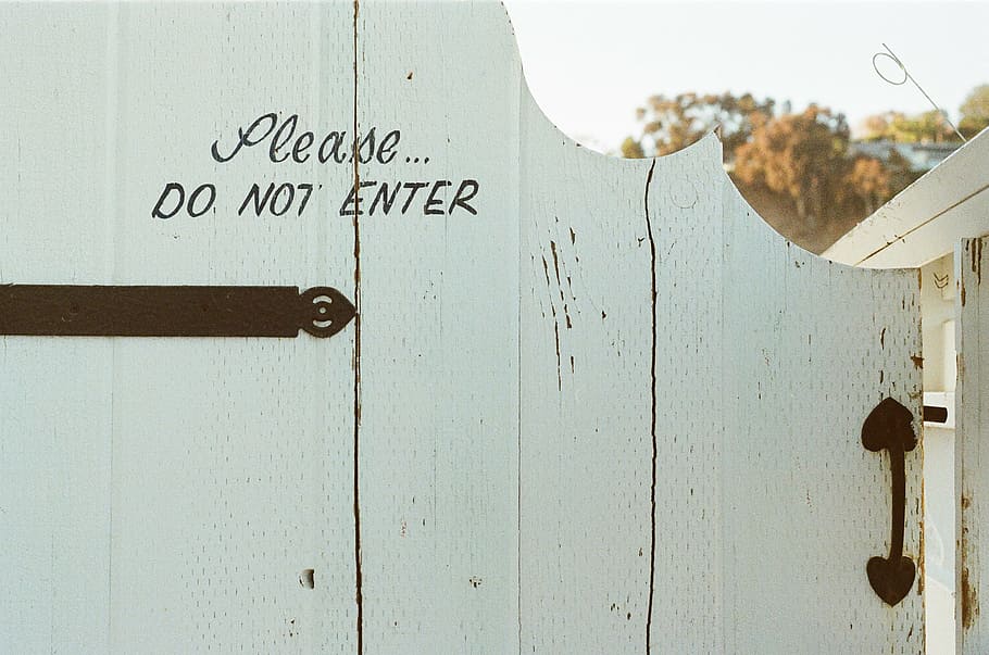 untitled, white, wooden, gate, please, enter, print, do not enter HD wallpaper