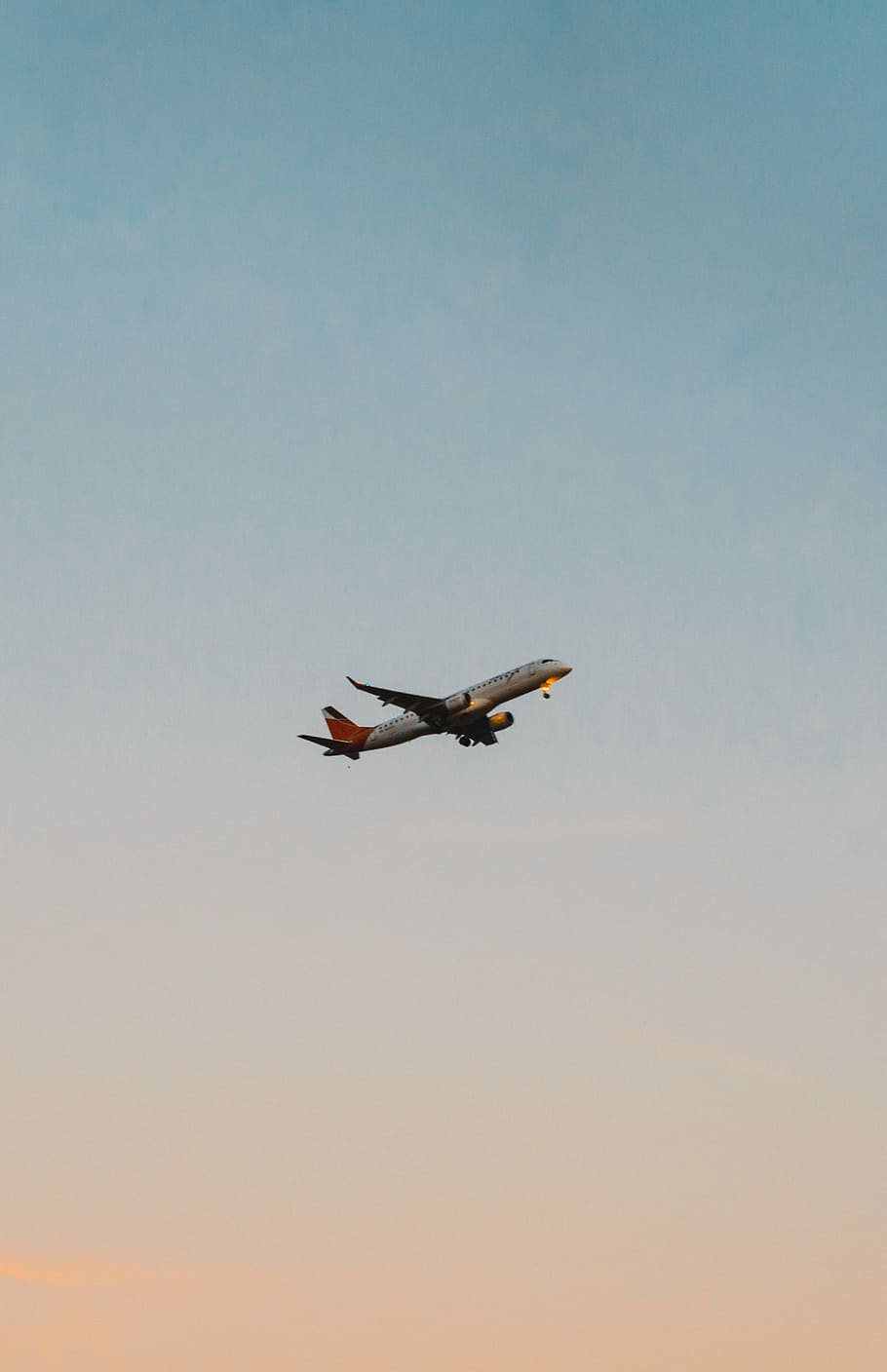 white airline, gray and red airplane on sky, minimal, flight HD wallpaper