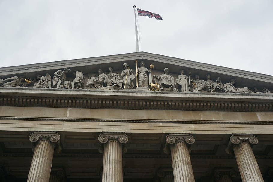 the british museum, united kingdom, flag, architecture, low angle view, HD wallpaper