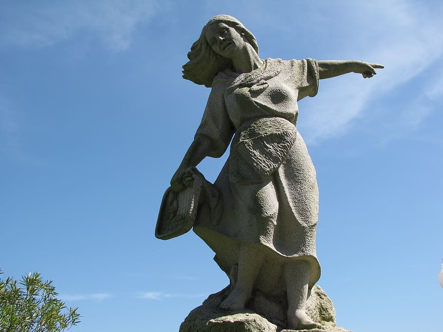 statue, sea, costa, marinera, shellfish gathering, nature, tourism HD wallpaper