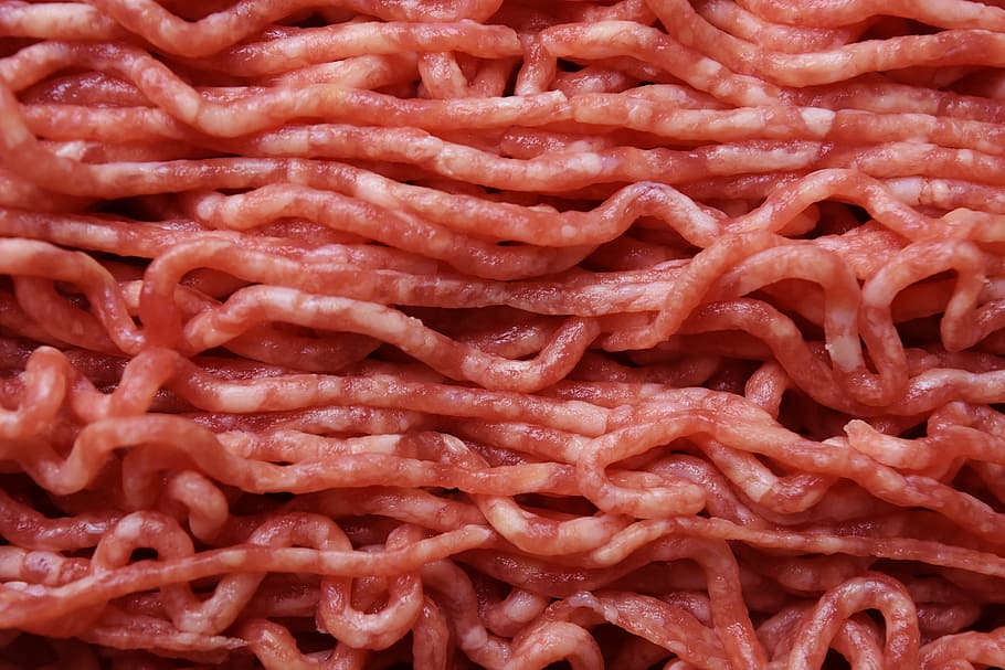 macro photography of raw meat, minced meat, minced ' meat, food