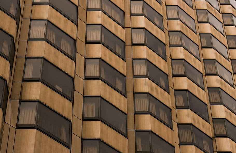 photo of brown painted high-rise building, brown concrete building HD wallpaper