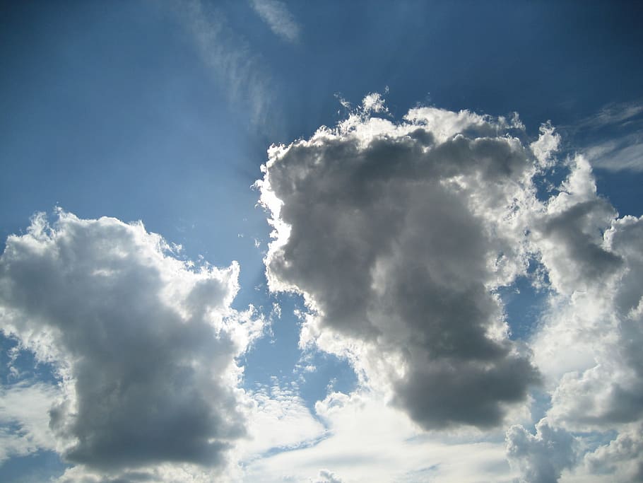 clouds, blue, sky, weather, cumulus, cloud - sky, environment HD wallpaper