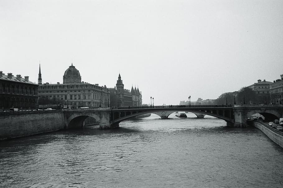 its, paris, river, bridge, black and white, city, water, architecture HD wallpaper