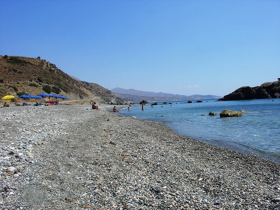 crete, greece, view, holidays, water, sea, landscape, beach HD wallpaper