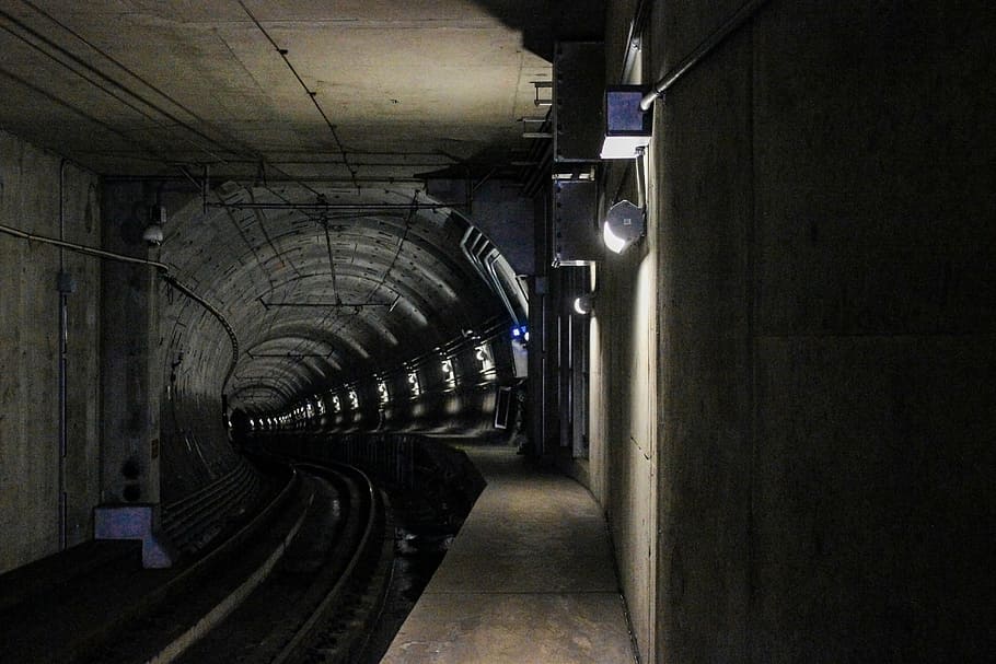 architecture, basement, dark, metro, railway line, railway track HD wallpaper