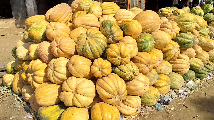 pumpkins, kano, market, stack, food, food and drink, healthy eating HD wallpaper