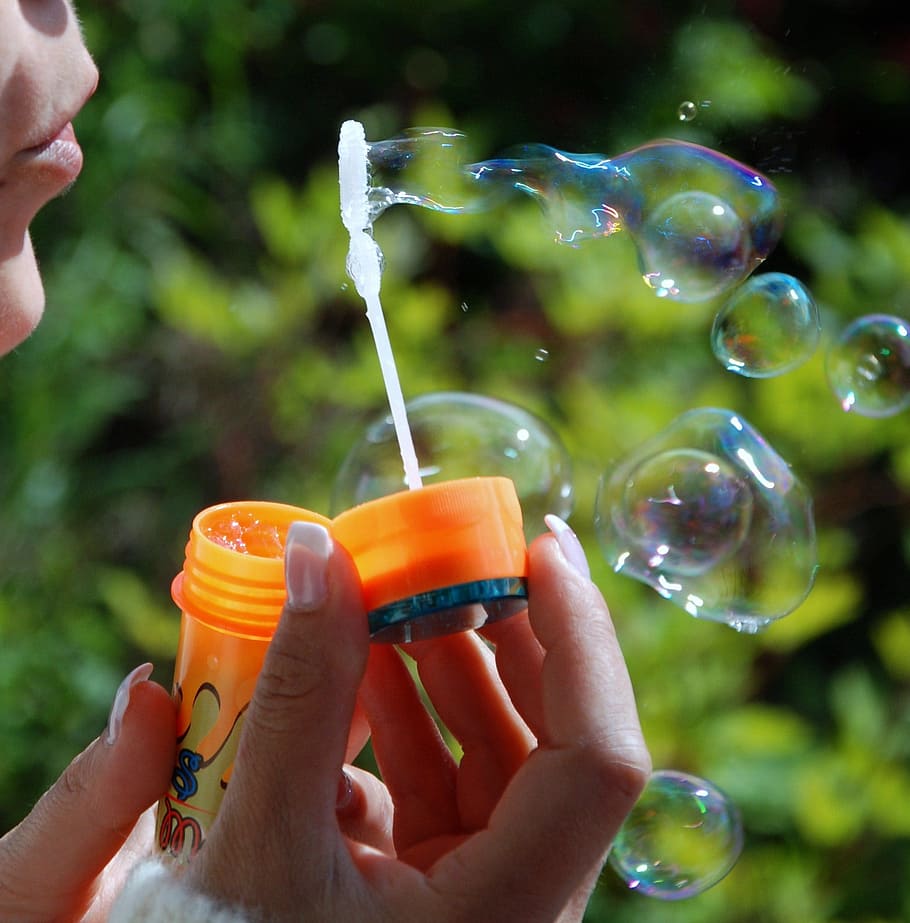 person blowing bubbles, Air, Light, Flying, soap bubbles, soap-bubbles HD wallpaper