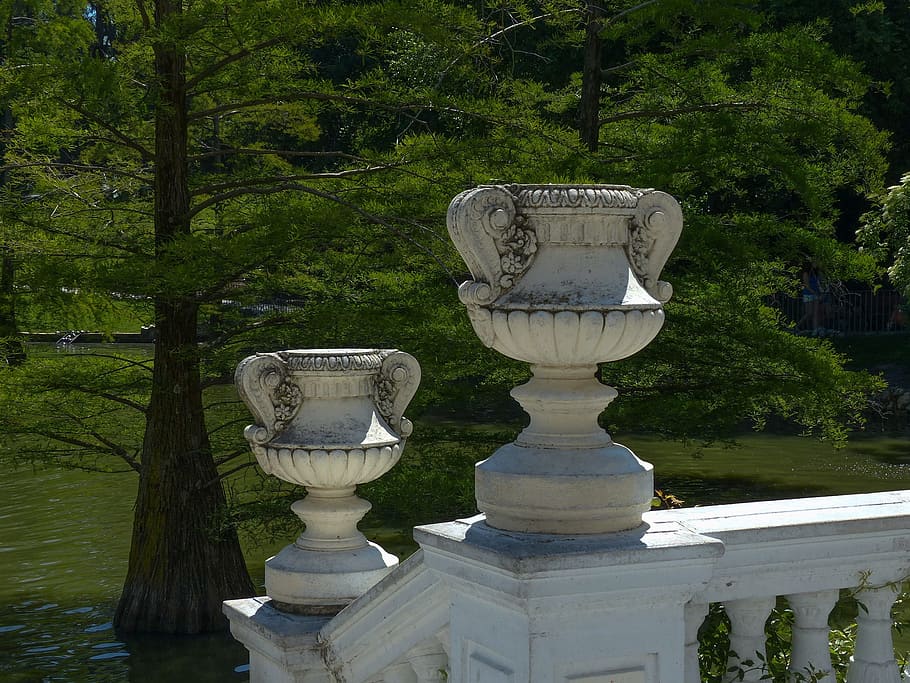 Vase, Trees, Water, Pond, park, green, forest, outdoor, ornament HD wallpaper