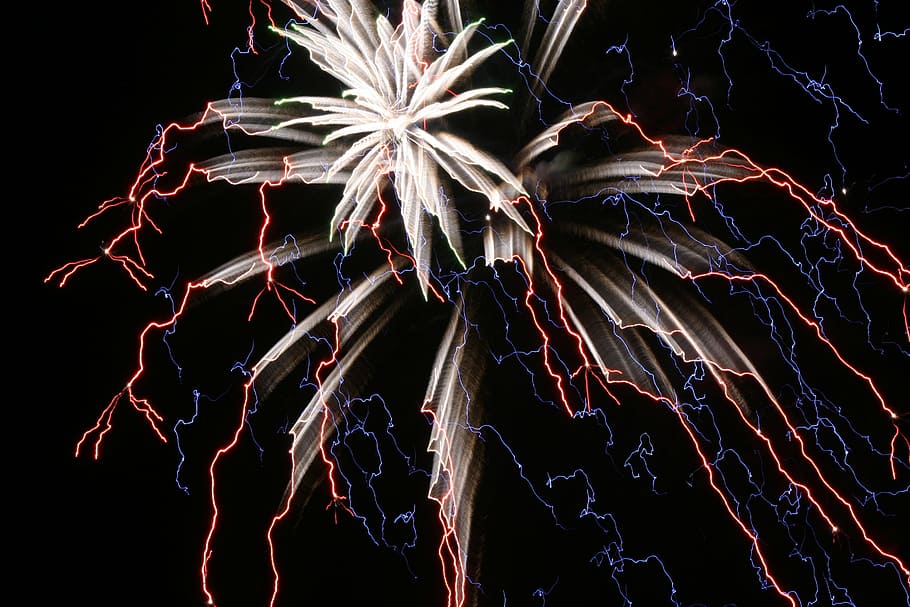 fireworks clipart, 4th, july, celebration, black background HD wallpaper