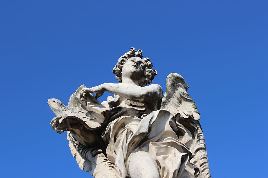 Angel, Roma, Monument, statue, sky, sculpture, low angle view HD wallpaper
