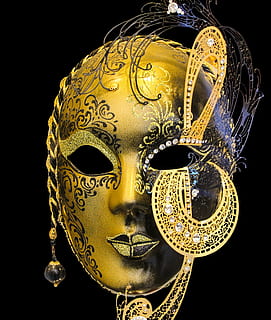 HD wallpaper: orange and black feather masquerade mask, decoration ...