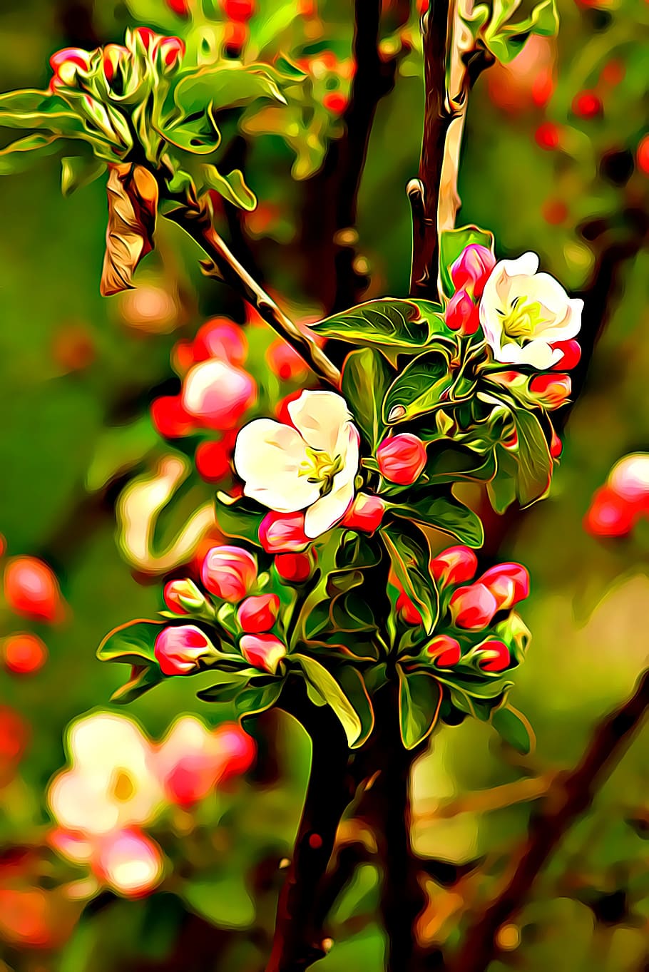 digital, graphics, plant, garden, flowers, summer, bloom, nature HD wallpaper