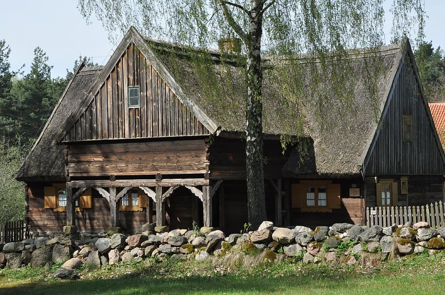 cottage, open air museum, village, the museum, olsztynek, poland, HD wallpaper