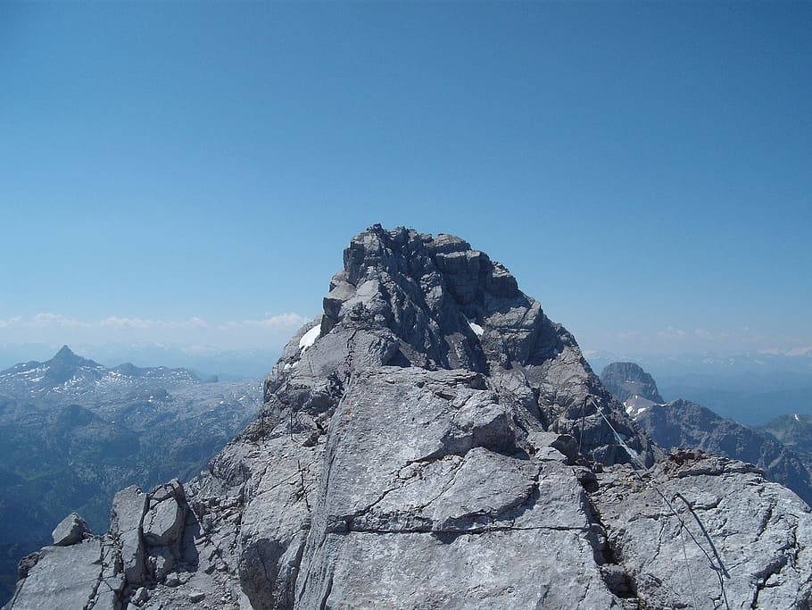 summit, mountains, alpine, nature, sky, rock, clear sky, beauty in nature HD wallpaper