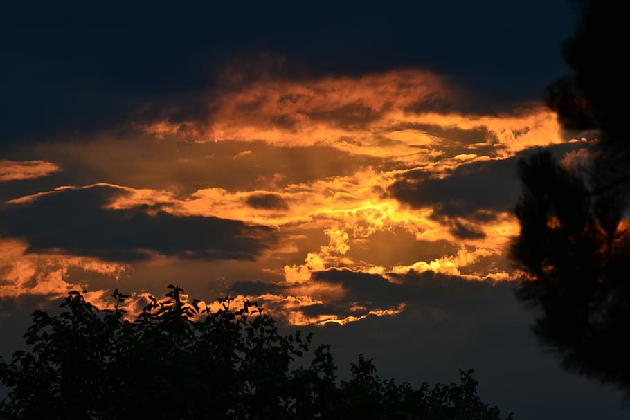 Sunset, Sky, Landscape, silhouette, nature, scenics, cloud - sky HD wallpaper