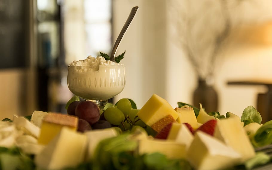 closeup photography of dish in cup, buffet, brunch, breakfast HD wallpaper
