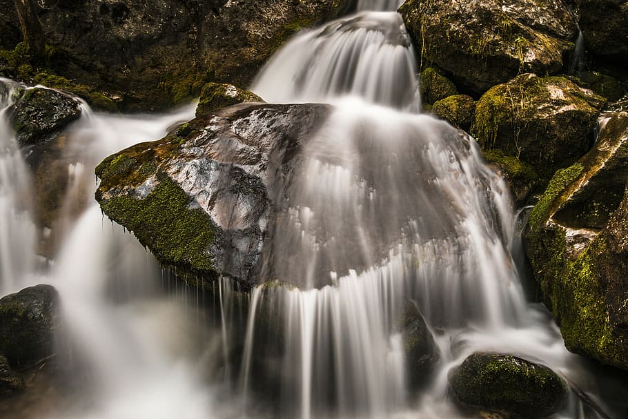 waterfalls, bach, river, nature, flow, landscape, waters, murmur HD wallpaper