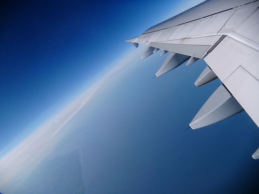 wing, airplane, sky, flight, travel, aircraft, airline, cloud HD wallpaper