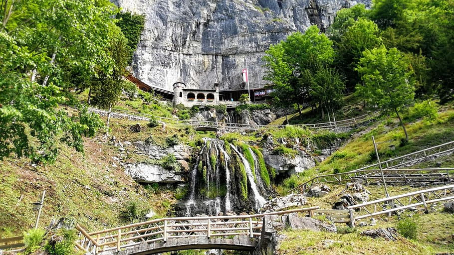 Water, Waterfall, Nature, Landscape, be, switzerland, st beatus caves HD wallpaper