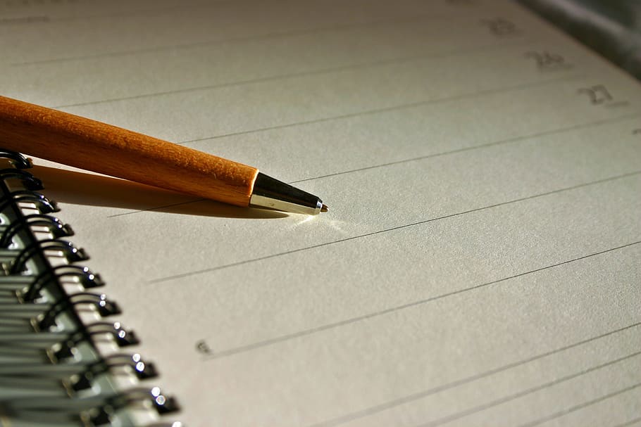brown pen on opened page notebook, Calendar, Ring Binder, entry HD wallpaper