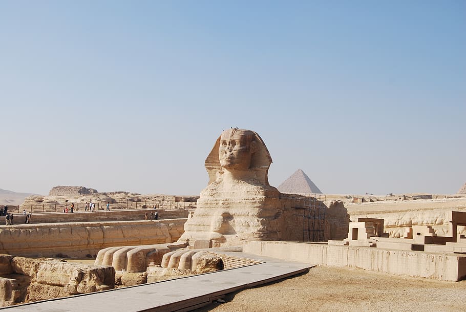 Sphinx of Giza, gizeh, egypt, statue, monument, pyramids, sand stone, HD wallpaper