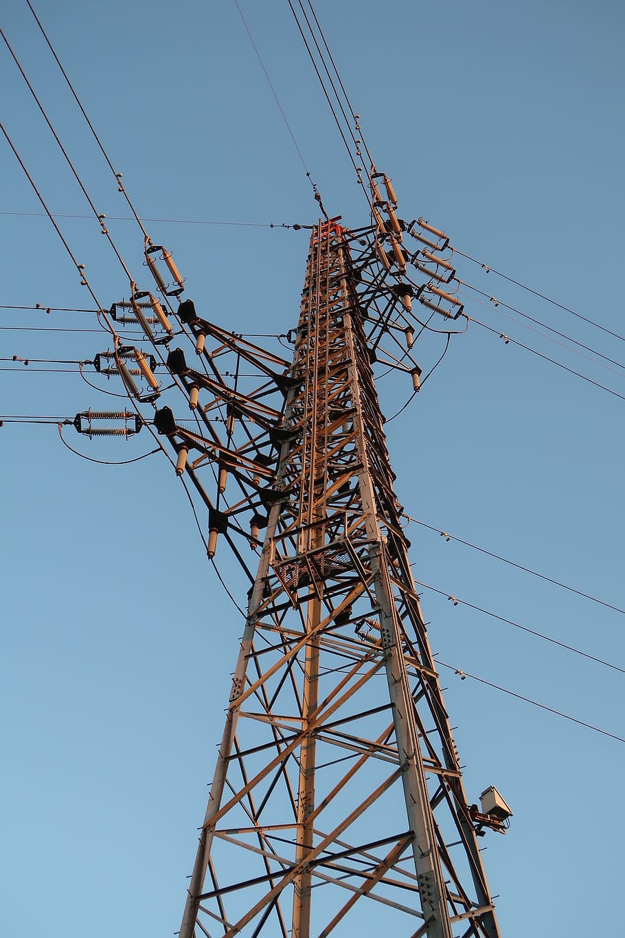 tower, power line, principal, cable, electricity, low angle view HD wallpaper