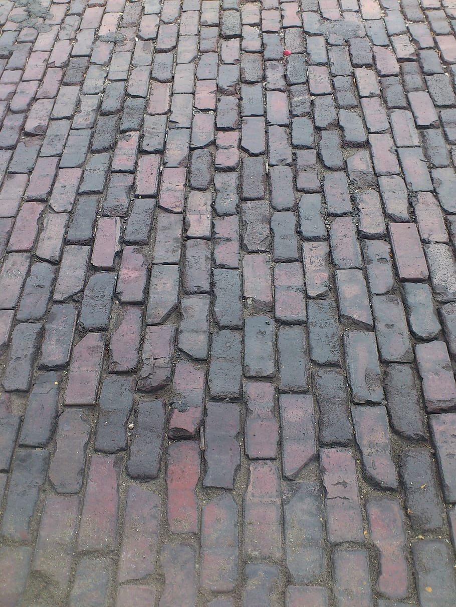 Bricks, Pavement, Street, cobblestone, sidewalk, pattern, backgrounds, HD wallpaper