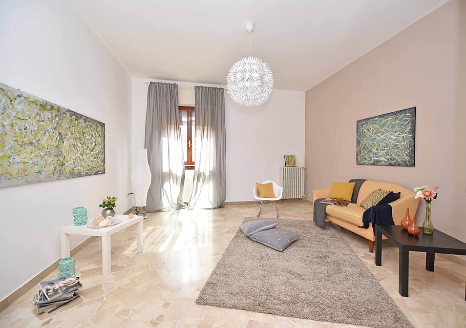 white pendant lamp, living room, apartment, house, table, inside, HD wallpaper