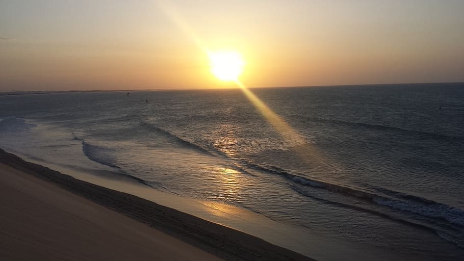 dune, jericoacoara, ceara, sunset, sea, sky, water, horizon