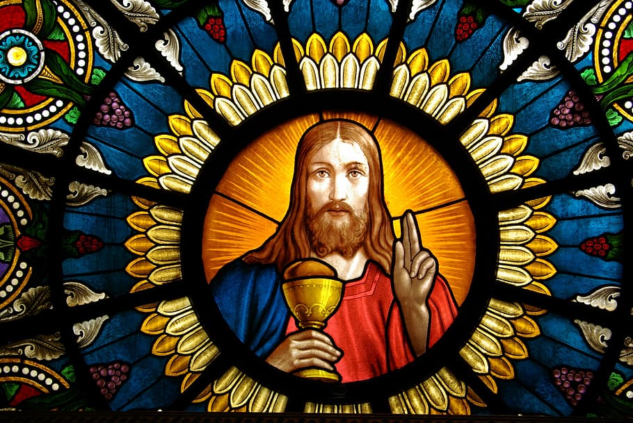 Jesus Christ graphic illustration, altar window, delsbo, church, HD wallpaper