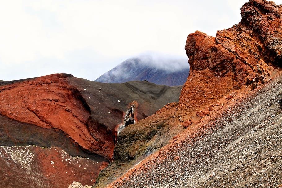 red, rocks, mountain, colorful, nature, landscape, outdoors HD wallpaper