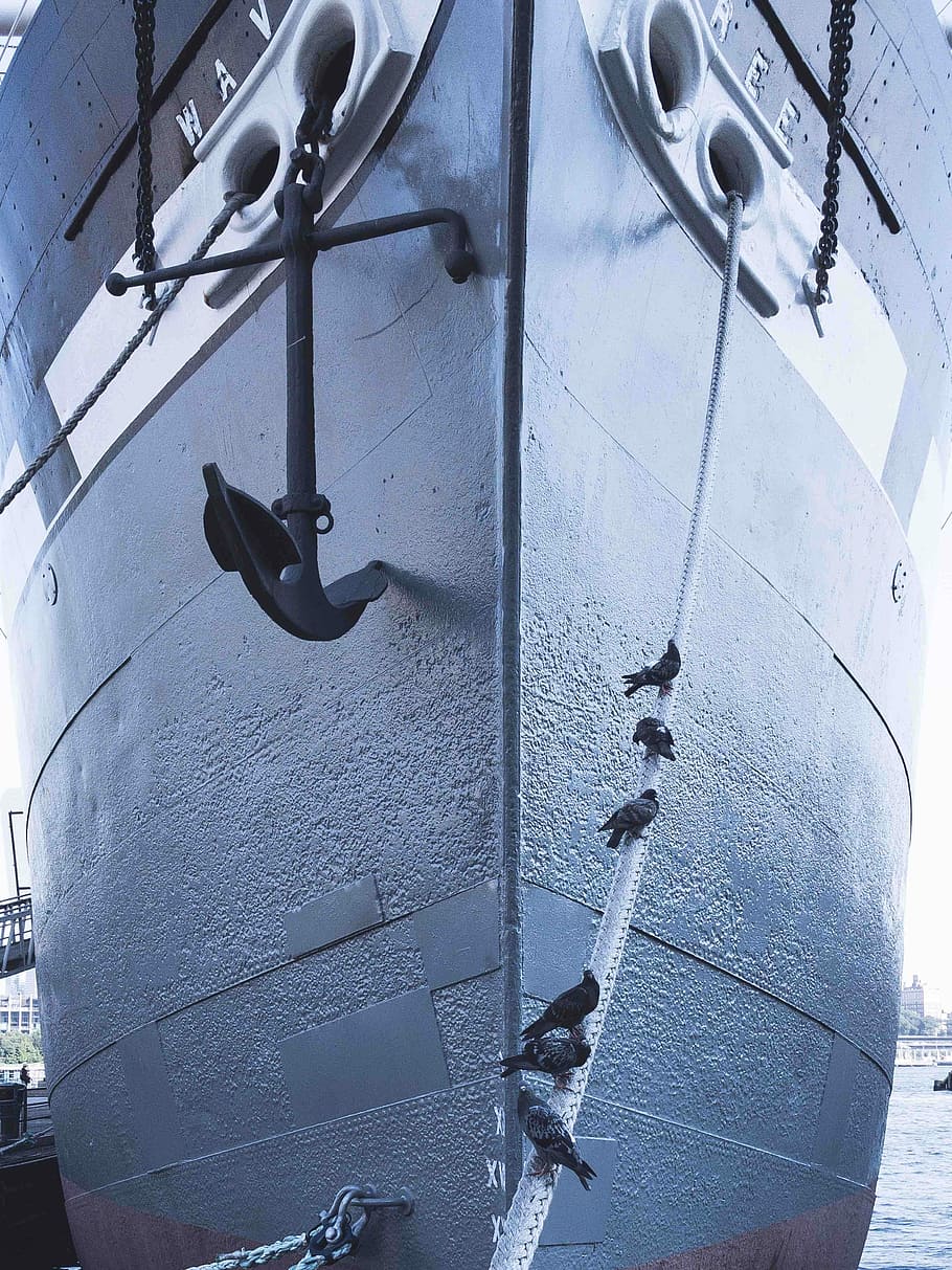 low angle photo of ship, closed up photo of black cruise boat docked HD wallpaper