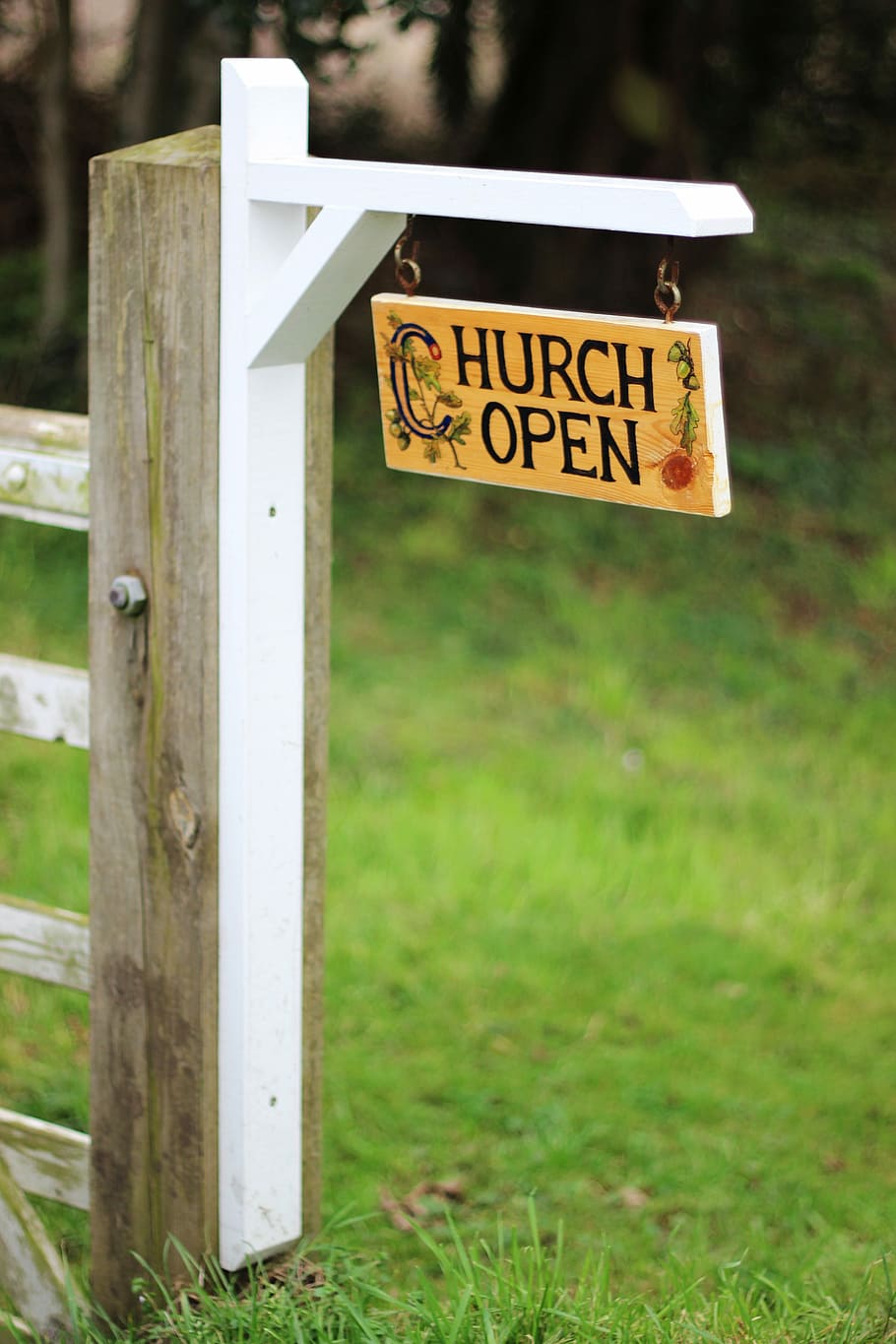 Church, Open, Sign, Post, Gate, Religion, christianity, entrance HD wallpaper