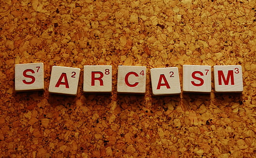 SARCASM scrabble piece, word, letters, sarcastic, font, communication HD wallpaper