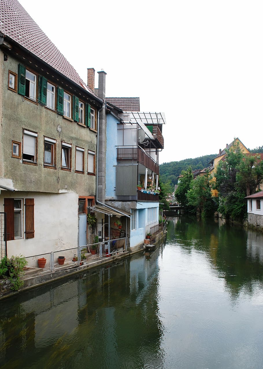 horb am neckar, reflection, river, germany, europe, built structure HD wallpaper