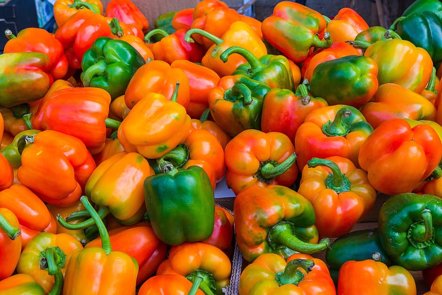 pepper, red, vegetable, green, healthy, food, nature, red pepper HD wallpaper
