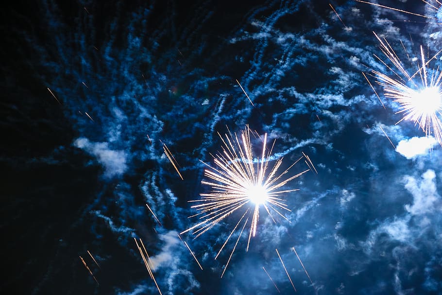 fireworks, new year, night, event, illuminated, arts culture and entertainment HD wallpaper