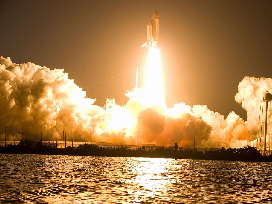 space shuttle launching, discovery space shuttle, liftoff, flight, HD wallpaper