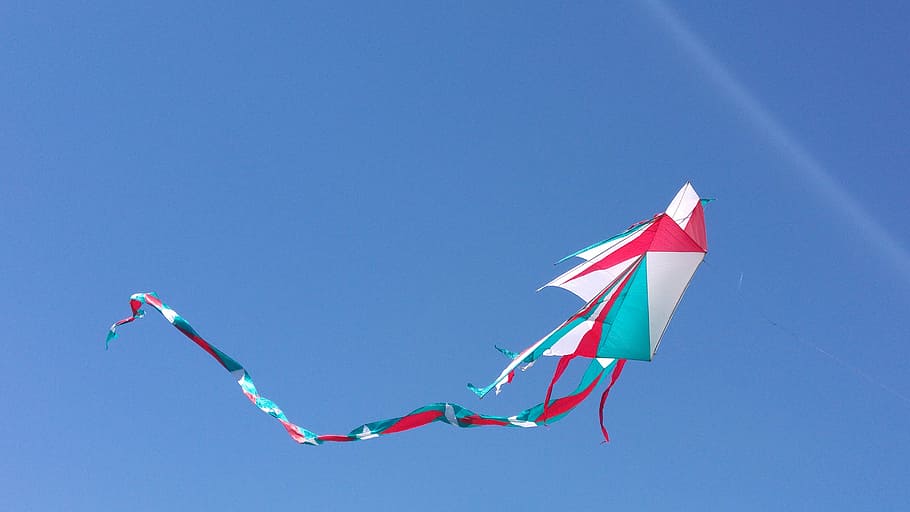 Our Kite, red, white, and green kite flying on mid air during daytime HD wallpaper