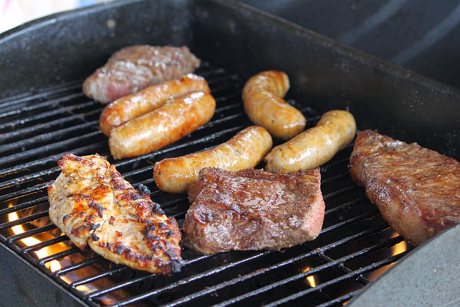 Meat, Grill, Party, Steak, Sausage, chicken, bar-b-cue, barbecue HD wallpaper