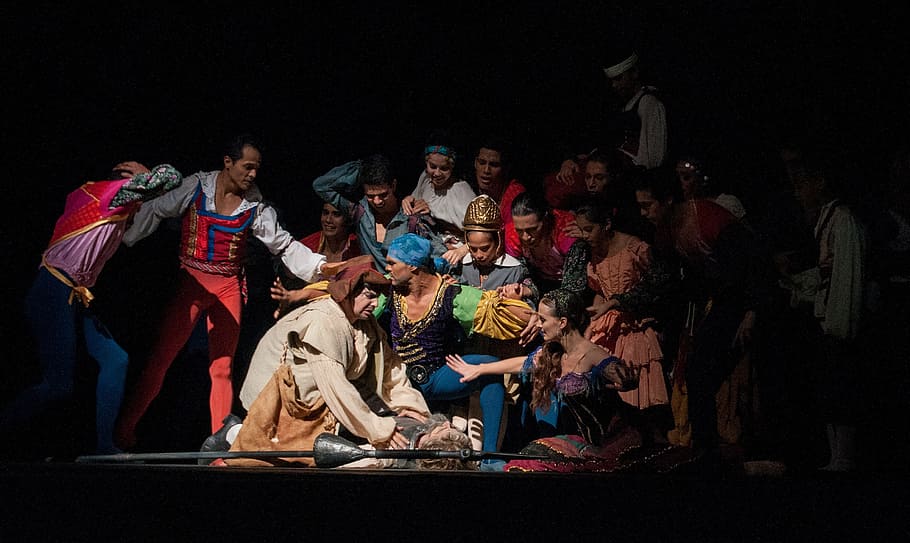 people on stage, ballet don quijote, theatre, performance, actors, HD wallpaper